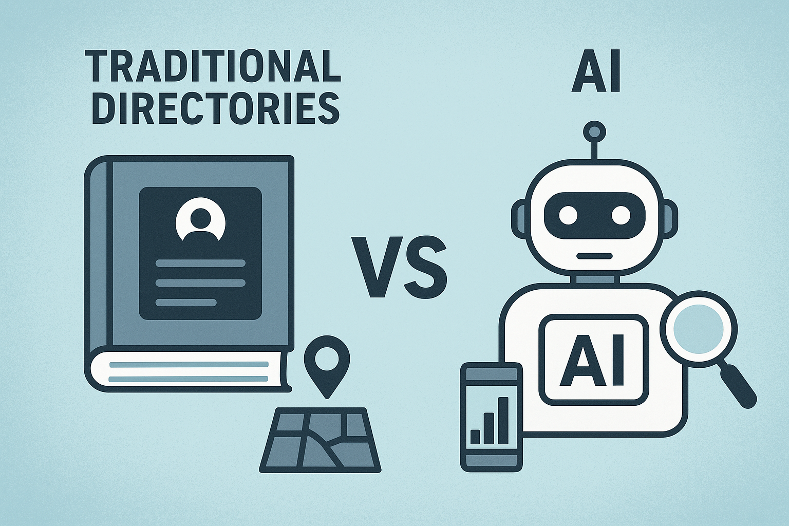 AI vs Traditional Directories concept illustration